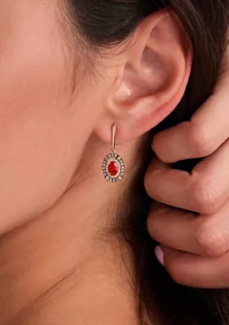 Earrings featuring 1/2 ct. t.w. Neon Tangerine Fire Opal®, 3/8 ct. t.w. Chocolate Diamonds®, 1/8 ct. t.w. Nude Diamonds™ set in 14K Honey Gold™