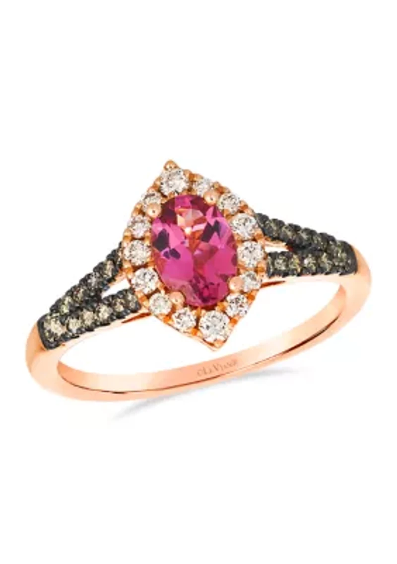 Le Vian® Ring featuring 5/8 ct. t.w. Passion Fruit Tourmaline™, 1/5 ct. t.w. Nude Diamonds™, 1/5 ct. t.w. Chocolate Diamonds® set in 14K Strawberry Gold®