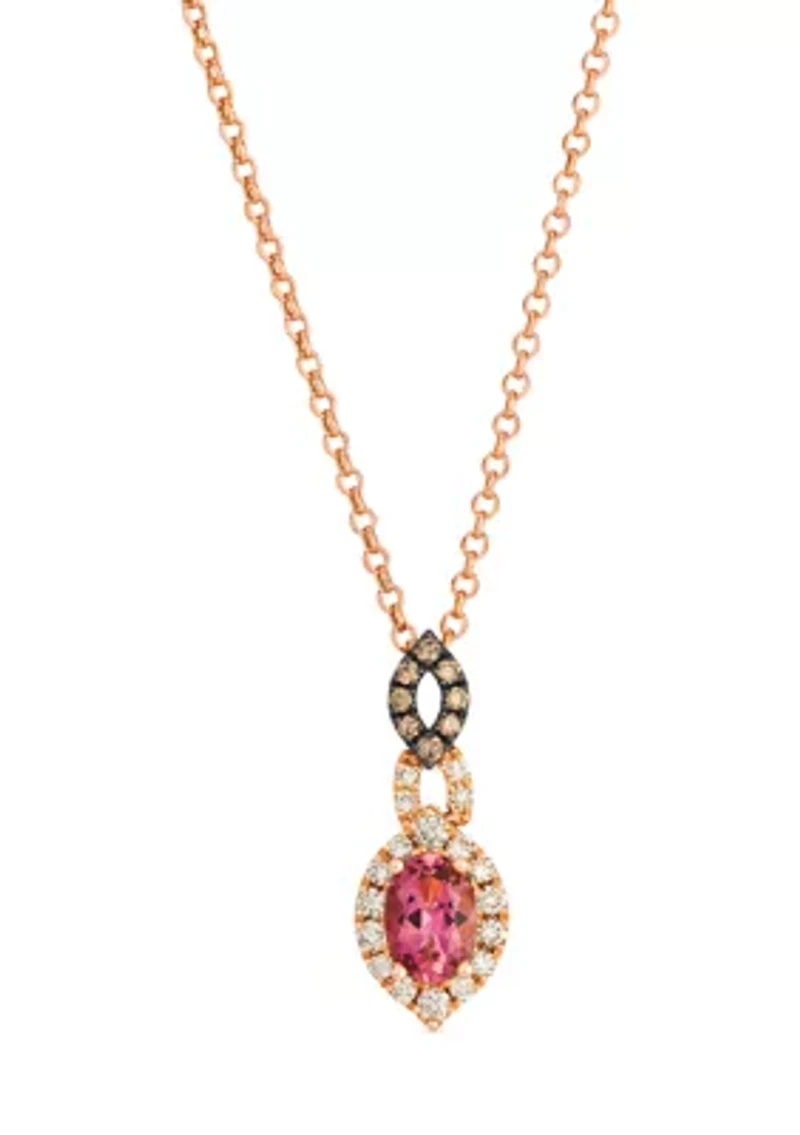 Pendant featuring 5/8 ct. t.w. Passion Fruit Tourmaline™, 1/4 ct. t.w. Nude Diamonds™, 1/15 ct. t.w. Chocolate Diamonds® set in 14K Strawberry Gold®
