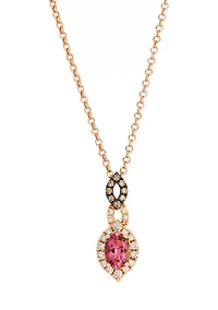 Pendant featuring 5/8 ct. t.w. Passion Fruit Tourmaline™, 1/4 ct. t.w. Nude Diamonds™, 1/15 ct. t.w. Chocolate Diamonds® set in 14K Strawberry Gold®