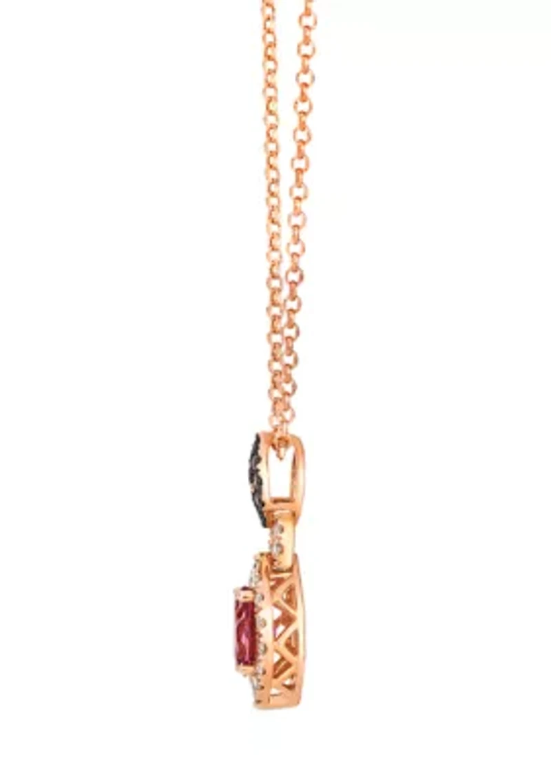 Pendant featuring 5/8 ct. t.w. Passion Fruit Tourmaline™, 1/4 ct. t.w. Nude Diamonds™, 1/15 ct. t.w. Chocolate Diamonds® set in 14K Strawberry Gold®