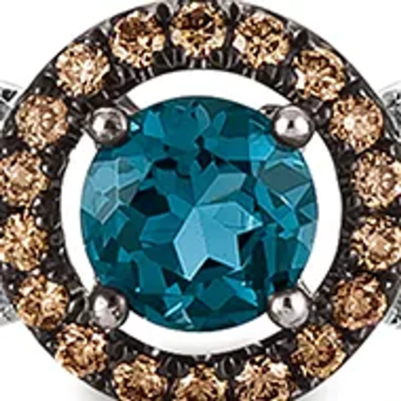 1/5 ct. t.w. Diamond and Blue Topaz Bolo Bracelet in 14K White Gold
