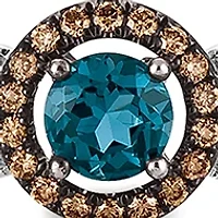 1/5 ct. t.w. Diamond and Blue Topaz Bolo Bracelet in 14K White Gold 