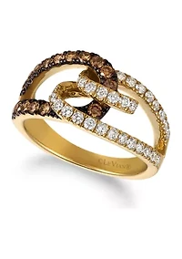  3/8 ct. t.w. Chocolate Diamonds® and 3/8 ct. t.w. Vanilla Diamonds® Ring in 14K Yellow Gold