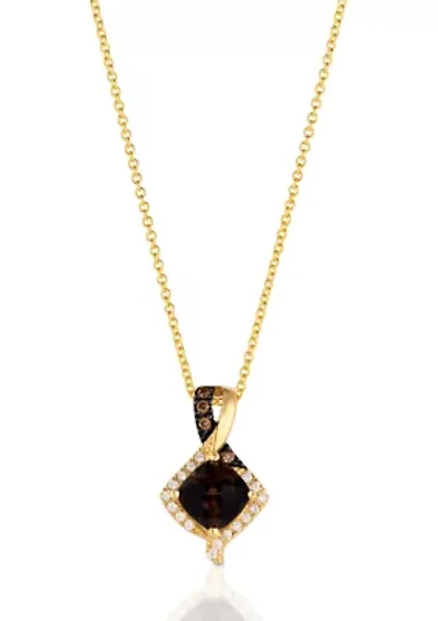 3/4 ct. t.w. Chocolate Quartz®, Chocolate Diamonds®, 1/20 ct. t.w. Vanilla Diamonds® Necklace in 14K Honey Gold™