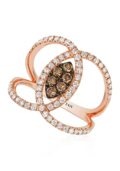 Chocolate Diamonds® and Vanilla Diamonds® Ring in 14k Strawberry Gold®