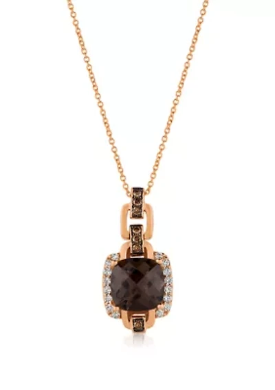 3.16 ct. t.w. Chocolate Quartz®, 1/8 ct. t.w. Chocolate Diamonds®, 1/4 ct. t.w. Vanilla Diamonds® Pendant Necklace in 14K Strawberry Gold®