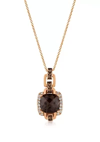 3.16 ct. t.w. Chocolate Quartz®, 1/8 ct. t.w. Chocolate Diamonds®, 1/4 ct. t.w. Vanilla Diamonds® Pendant Necklace in 14K Strawberry Gold®