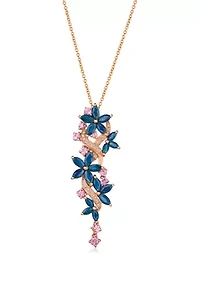 2.62 ct. t.w. Blueberry Sapphire™, 1/2 ct. t.w. Bubble Gum Pink Sapphire™, 1/10 ct. t.w. Vanilla Diamonds® Pendant Necklace in 14K Strawberry Gold®