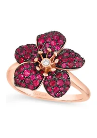 Flower Ring featuring 1.25 ct. t.w. Passion Ruby™, Nude Diamonds™ set in 14K Strawberry Gold®