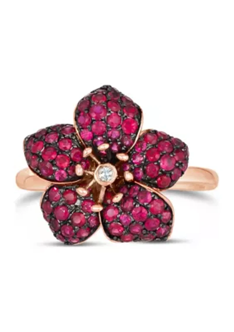 Flower Ring featuring 1.25 ct. t.w. Passion Ruby™, Nude Diamonds™ set in 14K Strawberry Gold®