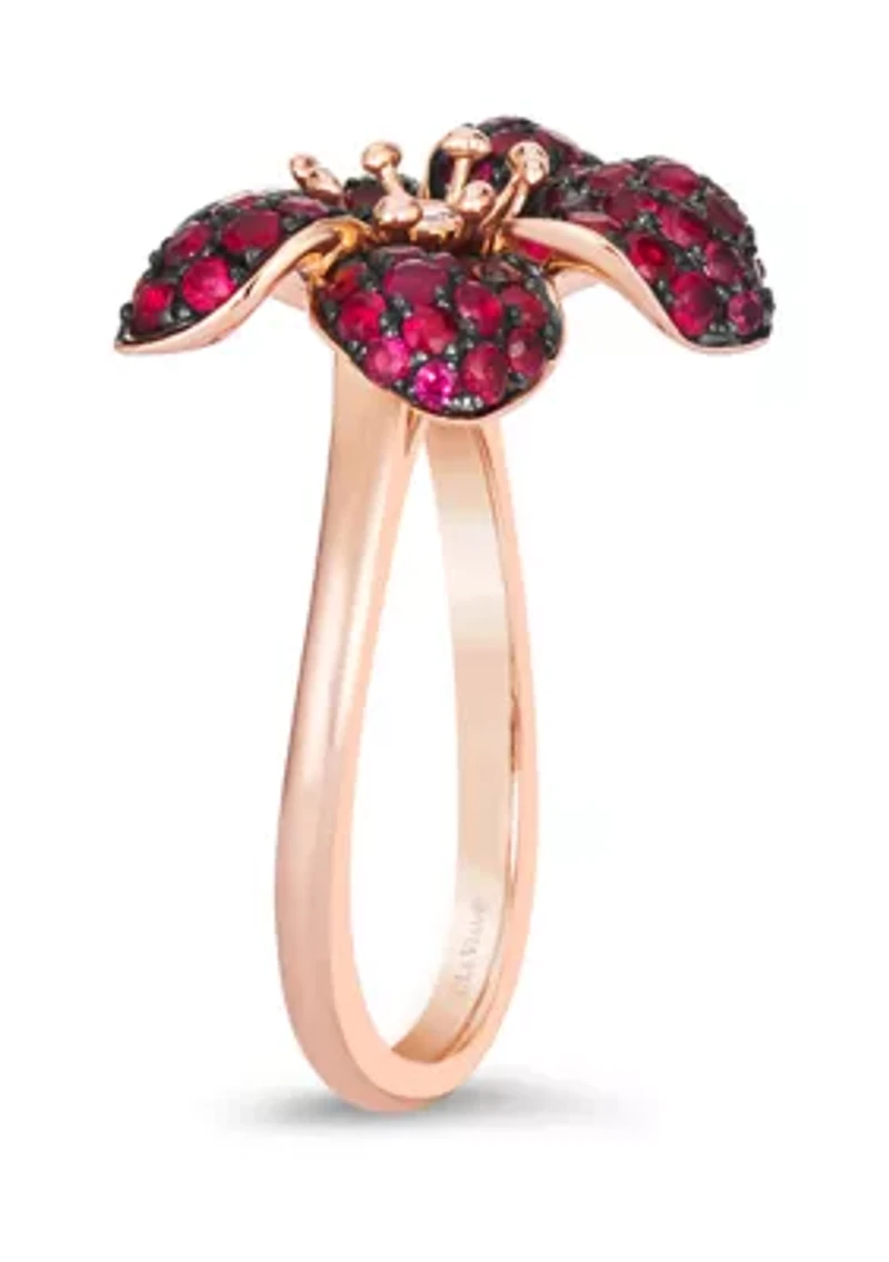 Flower Ring featuring 1.25 ct. t.w. Passion Ruby™, Nude Diamonds™ set in 14K Strawberry Gold®