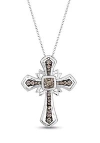 1/3 ct. t.w. Chocolate Diamonds® Cross Pendant Necklace in 14K Vanilla Gold®