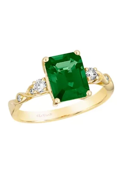 2 ct. t.w. Emerald and 1/6 Diamond Ring 14K Yellow Gold