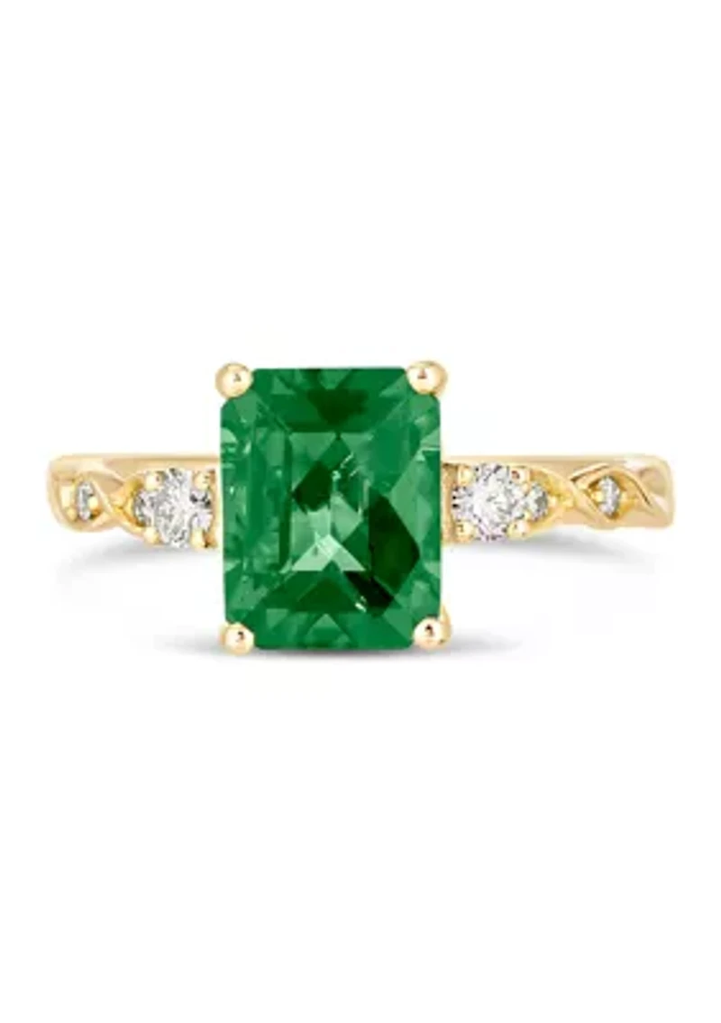 2 ct. t.w. Emerald and 1/6 Diamond Ring 14K Yellow Gold
