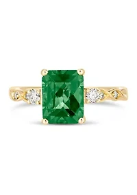 2 ct. t.w. Emerald and 1/6 Diamond Ring 14K Yellow Gold