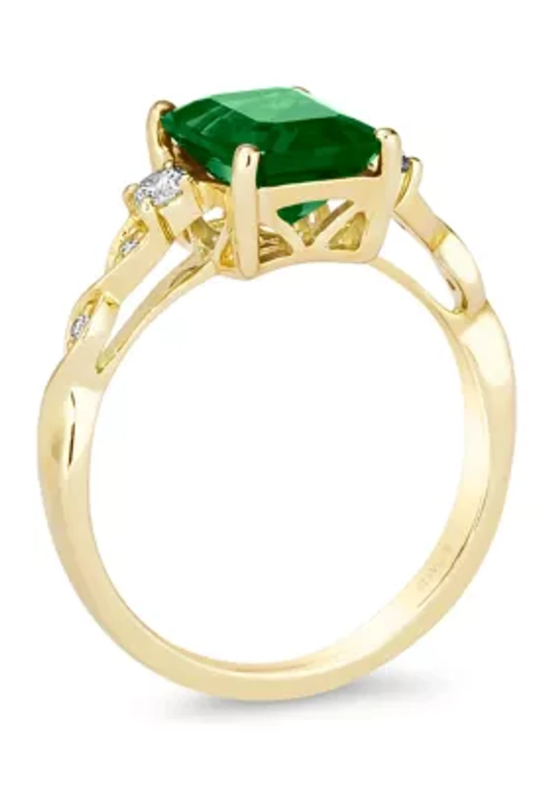 2 ct. t.w. Emerald and 1/6 Diamond Ring 14K Yellow Gold