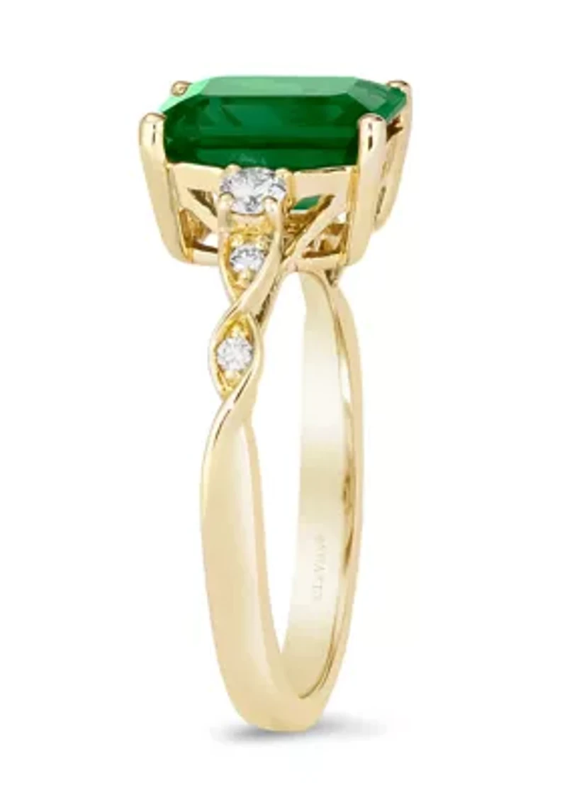 2 ct. t.w. Emerald and 1/6 Diamond Ring 14K Yellow Gold
