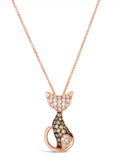 1/3 ct. t.w. Nude Diamonds™, 1/4 ct. t.w. Chocolate Diamonds® Cat Necklace in 14K Strawberry Gold®