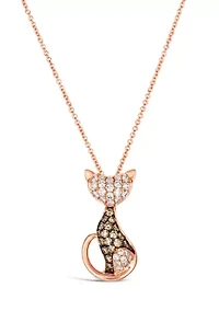 1/3 ct. t.w. Nude Diamonds™, 1/4 ct. t.w. Chocolate Diamonds® Cat Necklace in 14K Strawberry Gold®