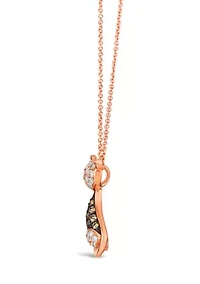 1/3 ct. t.w. Nude Diamonds™, 1/4 ct. t.w. Chocolate Diamonds® Cat Necklace in 14K Strawberry Gold®