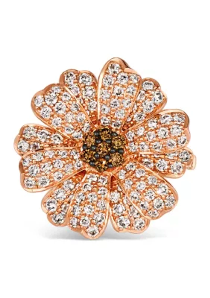  Flower Ring featuring 1.33 ct. t.w. Nude Diamonds™, 1/6 ct. t.w. Chocolate Diamonds® in 14K Strawberry Gold®