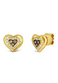 1/8 ct. t.w. Chocolate Diamonds®, 1/5 ct. t.w. Nude Diamonds™ Heart Earrings in 14K Honey Gold™