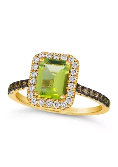Ring featuring 1 1/3 cts. Green Apple Peridot™, 1/5 cts. Chocolate Diamonds®, 1/4 cts. Nude Diamonds™ set in 14K Honey Gold™