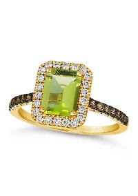 Ring featuring 1 1/3 cts. Green Apple Peridot™, 1/5 cts. Chocolate Diamonds®, 1/4 cts. Nude Diamonds™ set in 14K Honey Gold™