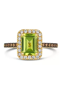 Ring featuring 1 1/3 cts. Green Apple Peridot™, 1/5 cts. Chocolate Diamonds®, 1/4 cts. Nude Diamonds™ set in 14K Honey Gold™