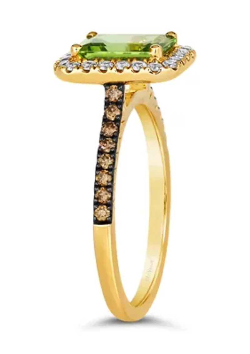 Ring featuring 1 1/3 cts. Green Apple Peridot™, 1/5 cts. Chocolate Diamonds®, 1/4 cts. Nude Diamonds™ set in 14K Honey Gold™
