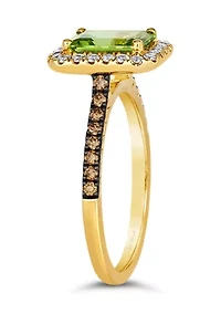 Ring featuring 1 1/3 cts. Green Apple Peridot™, 1/5 cts. Chocolate Diamonds®, 1/4 cts. Nude Diamonds™ set in 14K Honey Gold™