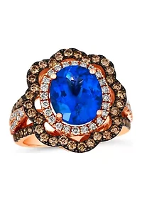 Ring featuring 3.5 ct. t.w. Blueberry Tanzanite®, 1 ct. t.w. Chocolate Diamonds®, 1/2 ct. t.w. Nude Diamonds™ set in 14K Strawberry Gold®