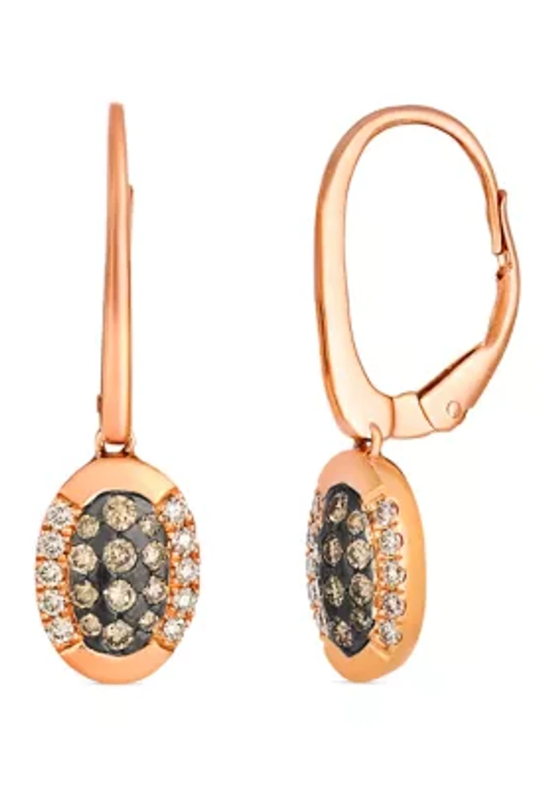 Earrings featuring 1/3 cts. Chocolate Diamonds®, 1/5 cts. Nude Diamonds™ set in 14K Strawberry Gold®