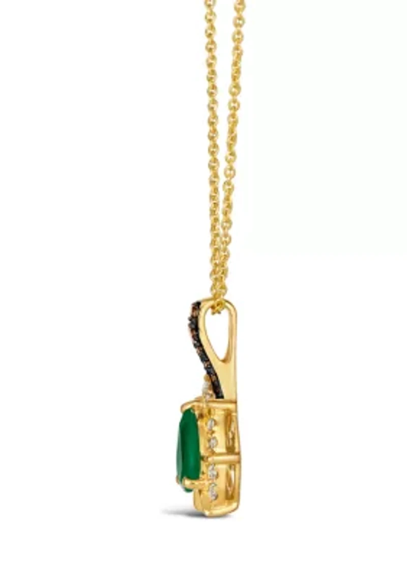 1/2 ct. t.w. Costa Smeralda Emeralds™, 1/20 ct. t.w. Chocolate Diamonds®, 1/6 ct. t.w. Nude Diamonds™ Pendant Necklace in 14K Honey Gold™