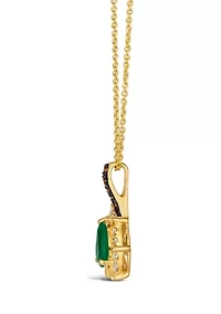 1/2 ct. t.w. Costa Smeralda Emeralds™, 1/20 ct. t.w. Chocolate Diamonds®, 1/6 ct. t.w. Nude Diamonds™ Pendant Necklace in 14K Honey Gold™