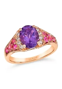 1.3 ct. t.w. Grape Amethyst™, 2/5 ct. t.w. Bubble Gum Pink Sapphire™, 1/8 ct. t.w. Nude Diamonds™  Ring set in 14K Strawberry Gold®