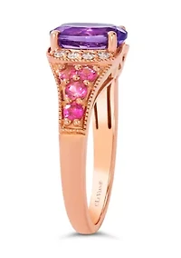 1.3 ct. t.w. Grape Amethyst™, 2/5 ct. t.w. Bubble Gum Pink Sapphire™, 1/8 ct. t.w. Nude Diamonds™  Ring set in 14K Strawberry Gold®