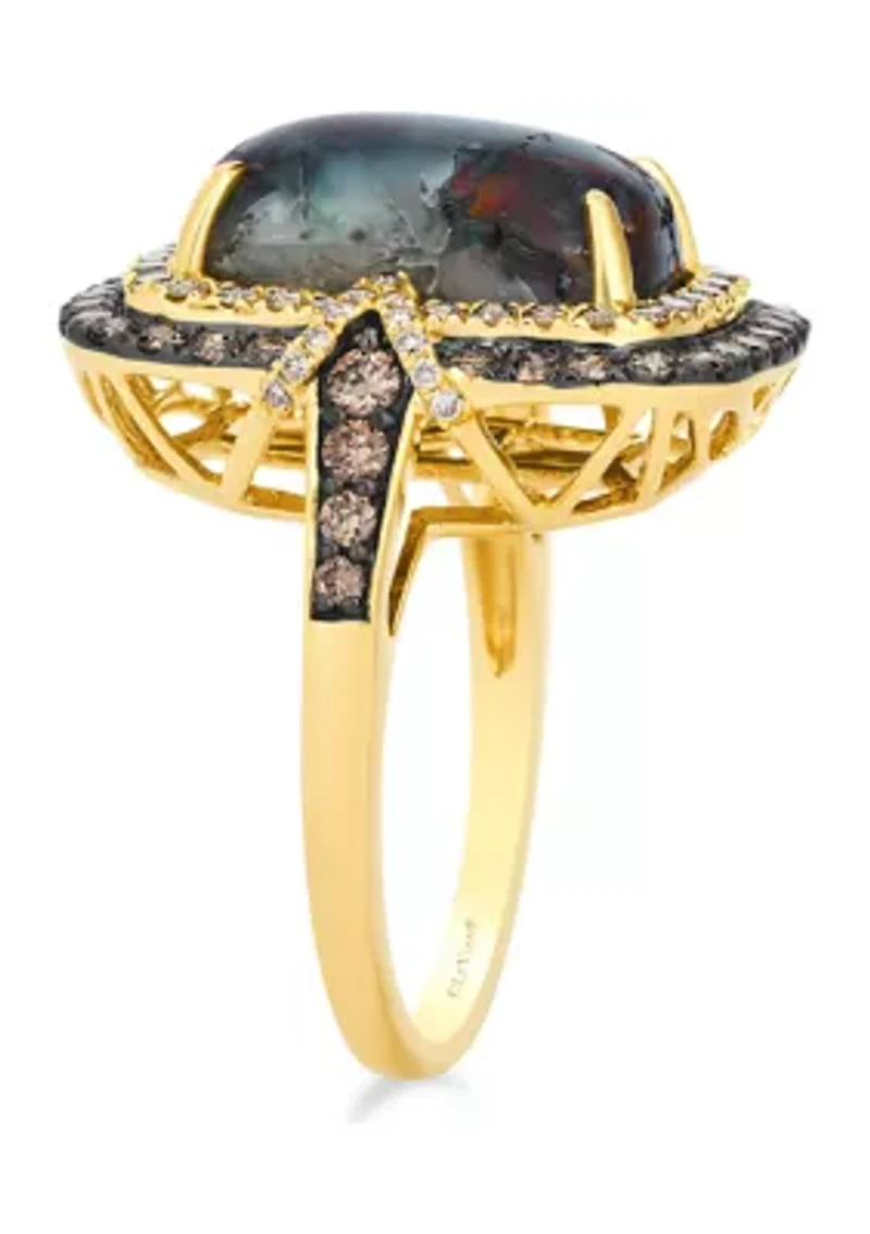4.75 ct. t.w. Aquadite Black, 5/8 ct. t.w. Chocolate Diamonds®, 3/8 ct. t.w. Nude Diamonds™ Ring in 14K Honey Gold™