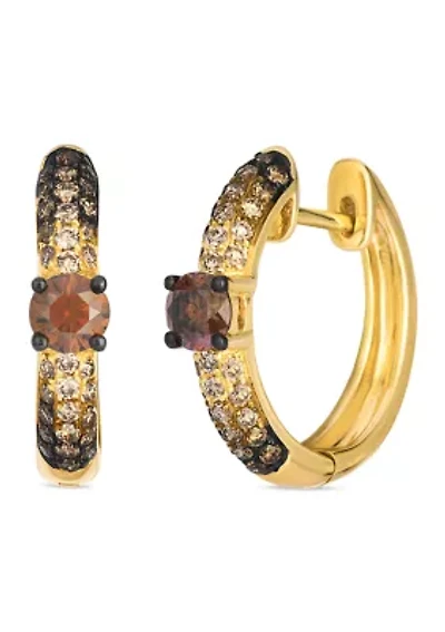 Earrings featuring 1/3 ct. t.w. Chocolate Diamonds®, 1/4 ct. t.w. Chocolate Ombré® Diamonds, 1/6 ct. t.w. Nude Diamonds™ set in 14K Honey Gold™