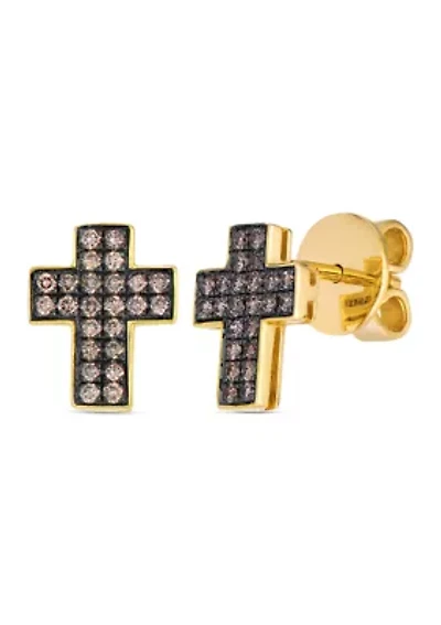 Chocolatier® Cross Earrings featuring 1/4 ct. t.w. Chocolate Diamonds® set in 14K Honey Gold™
