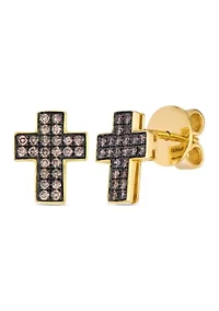 Chocolatier® Cross Earrings featuring 1/4 ct. t.w. Chocolate Diamonds® set in 14K Honey Gold™