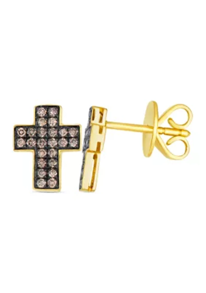 Chocolatier® Cross Earrings featuring 1/4 ct. t.w. Chocolate Diamonds® set in 14K Honey Gold™