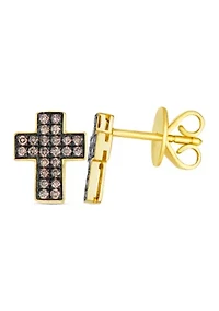 Chocolatier® Cross Earrings featuring 1/4 ct. t.w. Chocolate Diamonds® set in 14K Honey Gold™