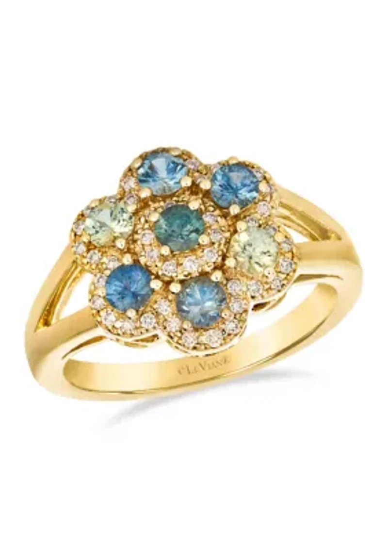 Ring featuring 7/8 ct. t.w. Montana Sapphire Ombré™, 1/5 ct. t.w. Nude Diamonds™ set in 14K Honey Gold™