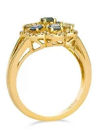 Ring featuring 7/8 ct. t.w. Montana Sapphire Ombré™, 1/5 ct. t.w. Nude Diamonds™ set in 14K Honey Gold™