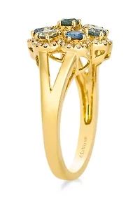 Ring featuring 7/8 ct. t.w. Montana Sapphire Ombré™, 1/5 ct. t.w. Nude Diamonds™ set in 14K Honey Gold™