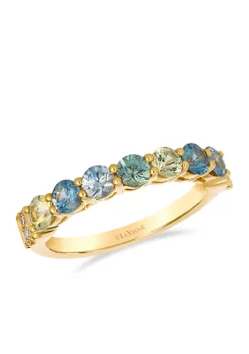 Ring featuring 1.2 ct. t.w. Montana Sapphire Ombré™, 1/15 ct. t.w. Nude Diamonds™ set in 14K Honey Gold™