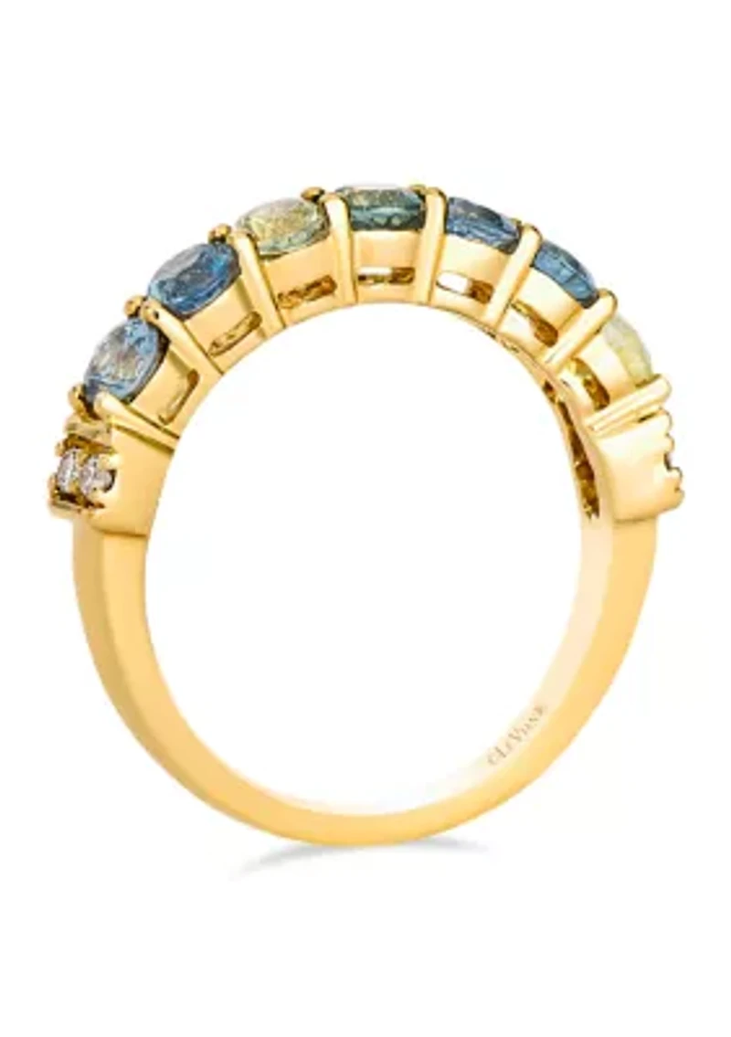 Ring featuring 1.2 ct. t.w. Montana Sapphire Ombré™, 1/15 ct. t.w. Nude Diamonds™ set in 14K Honey Gold™