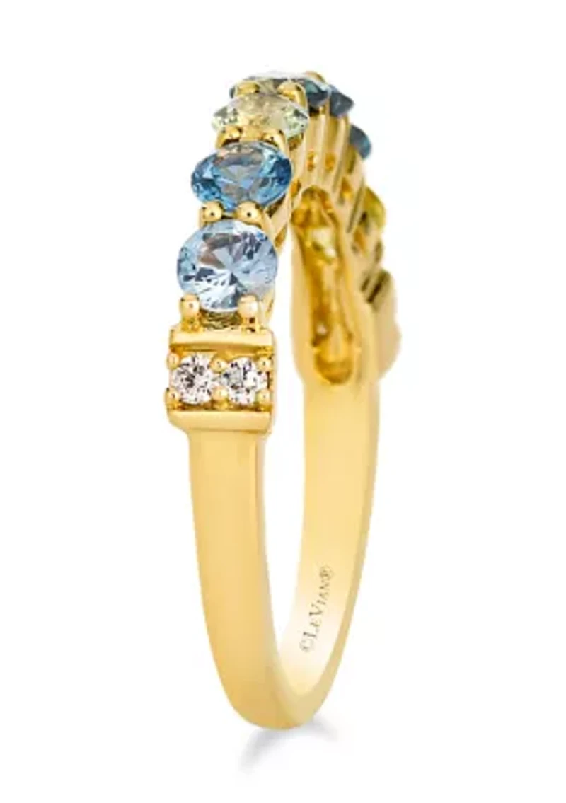 Ring featuring 1.2 ct. t.w. Montana Sapphire Ombré™, 1/15 ct. t.w. Nude Diamonds™ set in 14K Honey Gold™